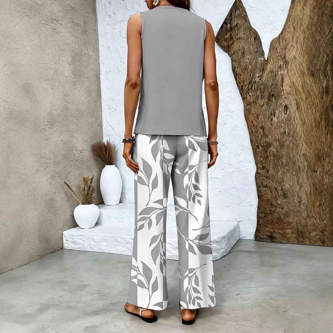 Women's Colour-Block Top & Pants Co-Ord Set — Milk Silk, Korean Casual