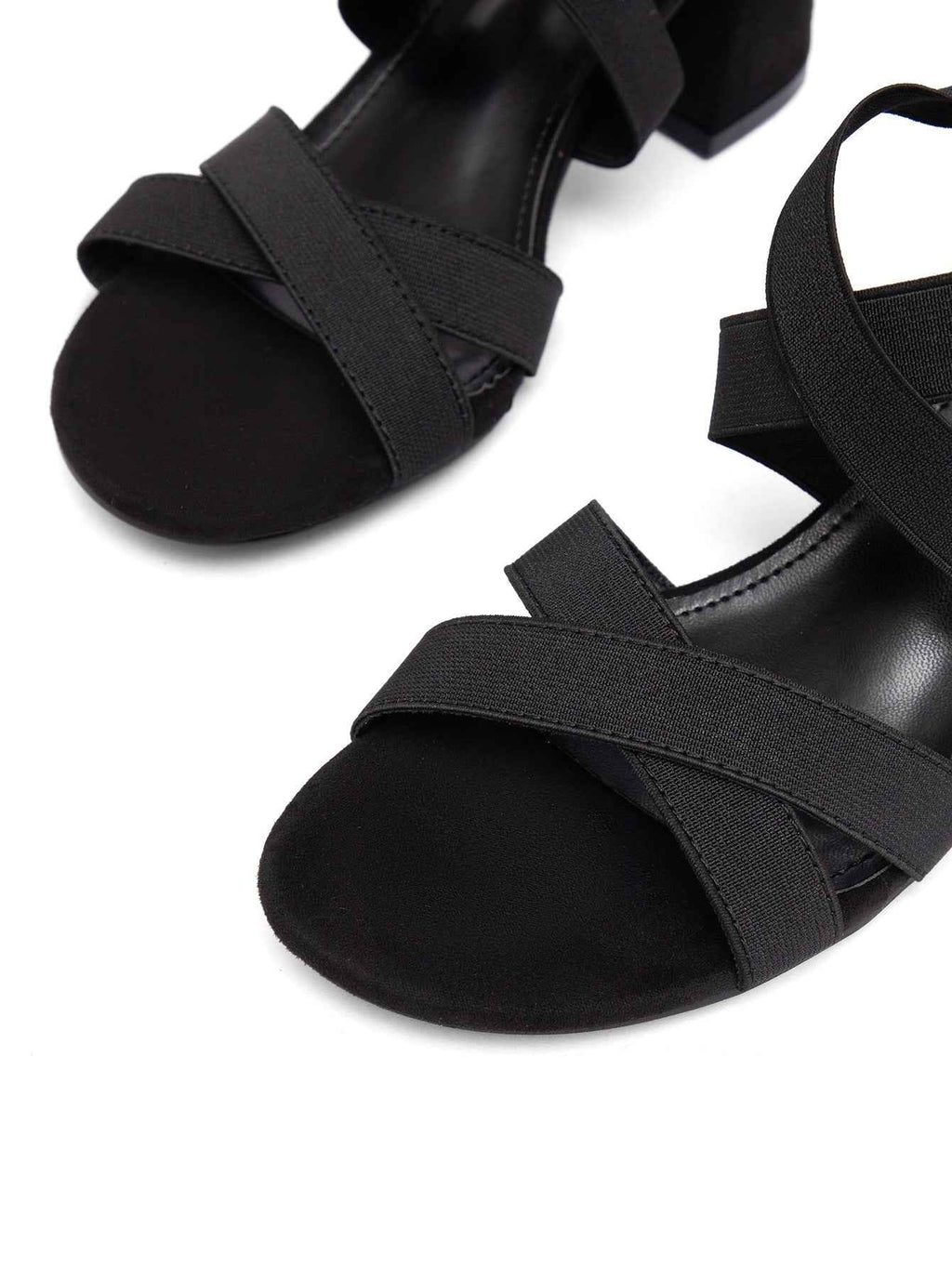 Square-Heel Open-Toe Sandals with Side Cutouts