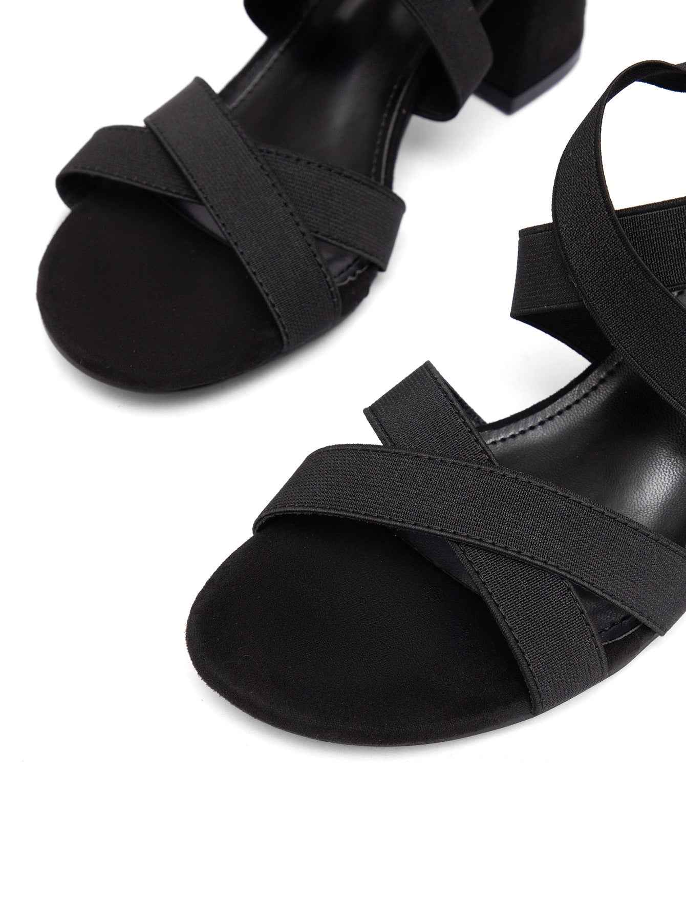 Square-Heel Open-Toe Sandals with Side Cutouts