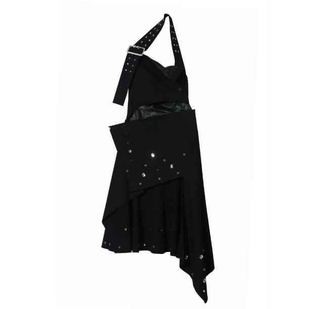 Women's Rhinestone Halter-Neck Asymmetric Fairy Dress