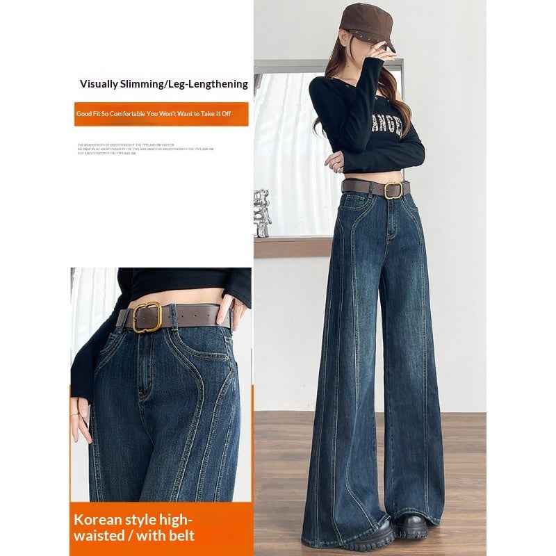 High-Waisted Wide-Leg Flare Jeans – Retro Blue