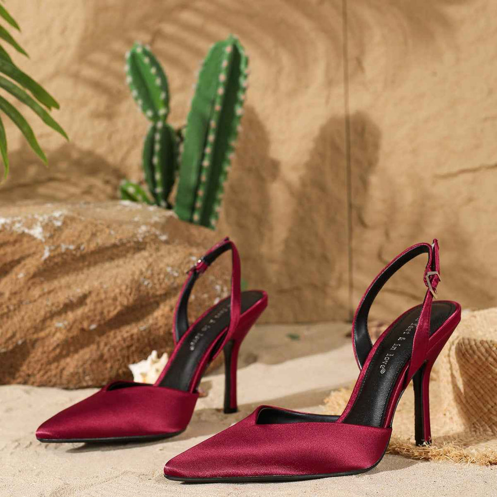 French-Style Satin Stiletto Sandals – Pointed Toe