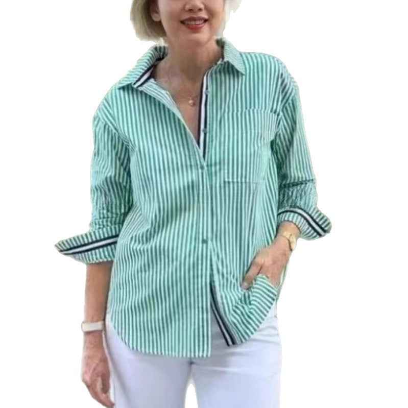 Striped Long-Sleeve Cardigan Shirt — Wrinkle-Resistant