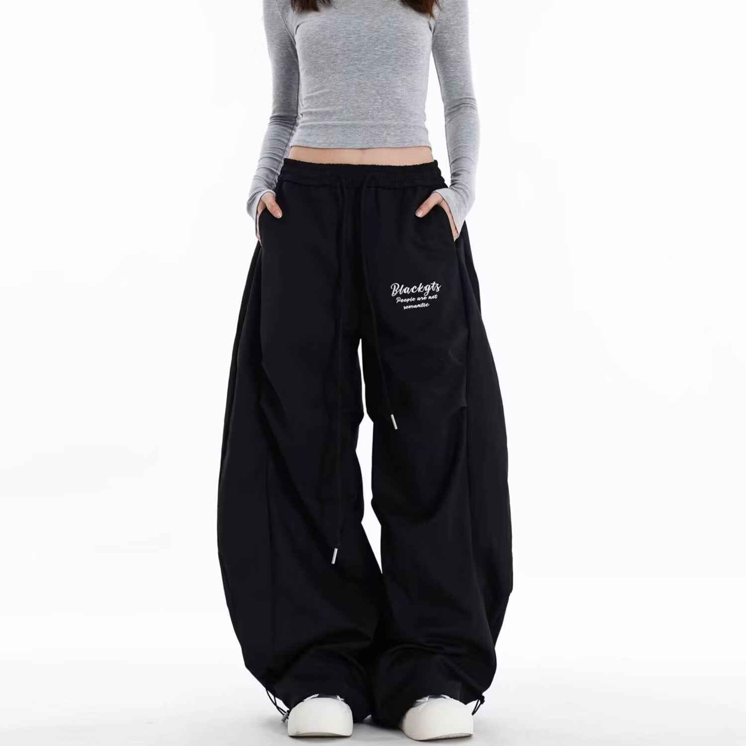 Relaxed-Fit Straight-Leg Pants – Lightweight Polyester, Full Length