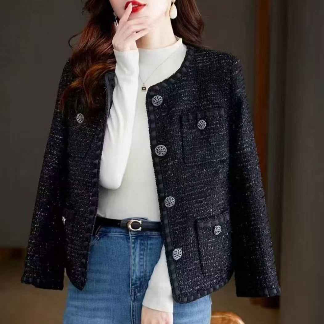 Houndstooth Round-neck Loose-fitting Cropped Top