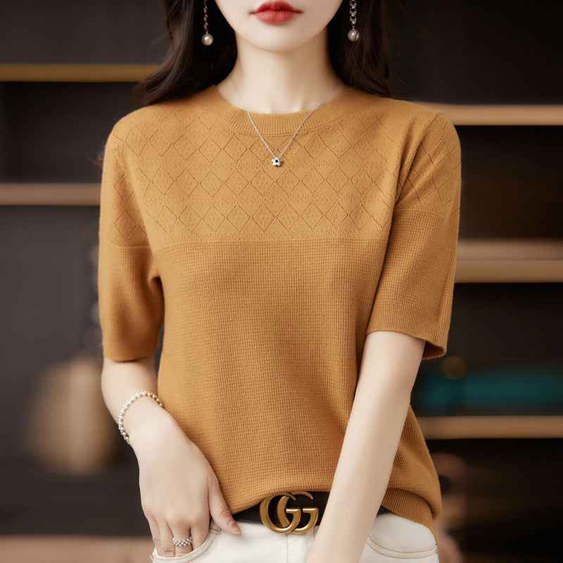 Crochet Mesh Short-Sleeve Top