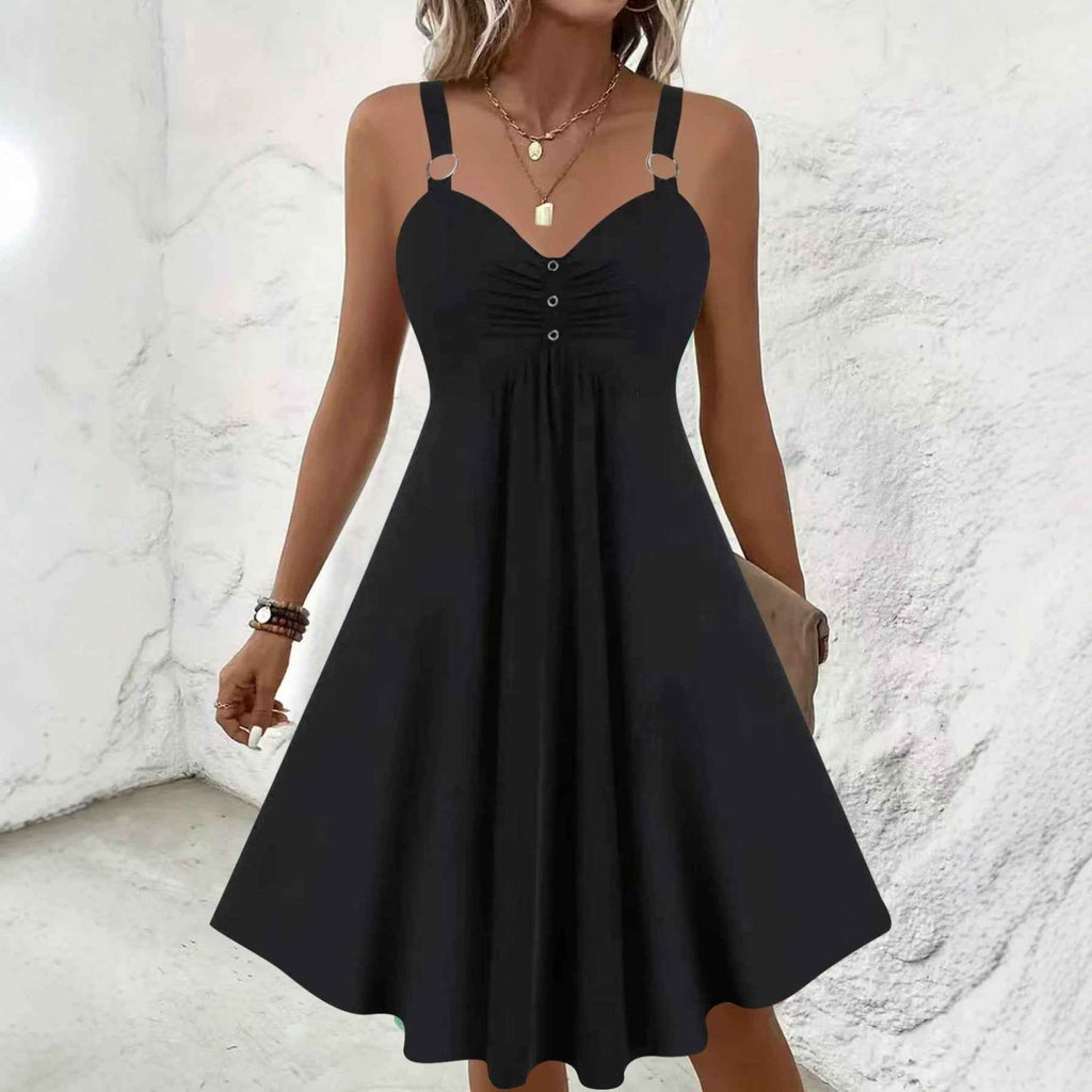Women's Plus Size V-Neck Sleeveless Midi Slip Dress