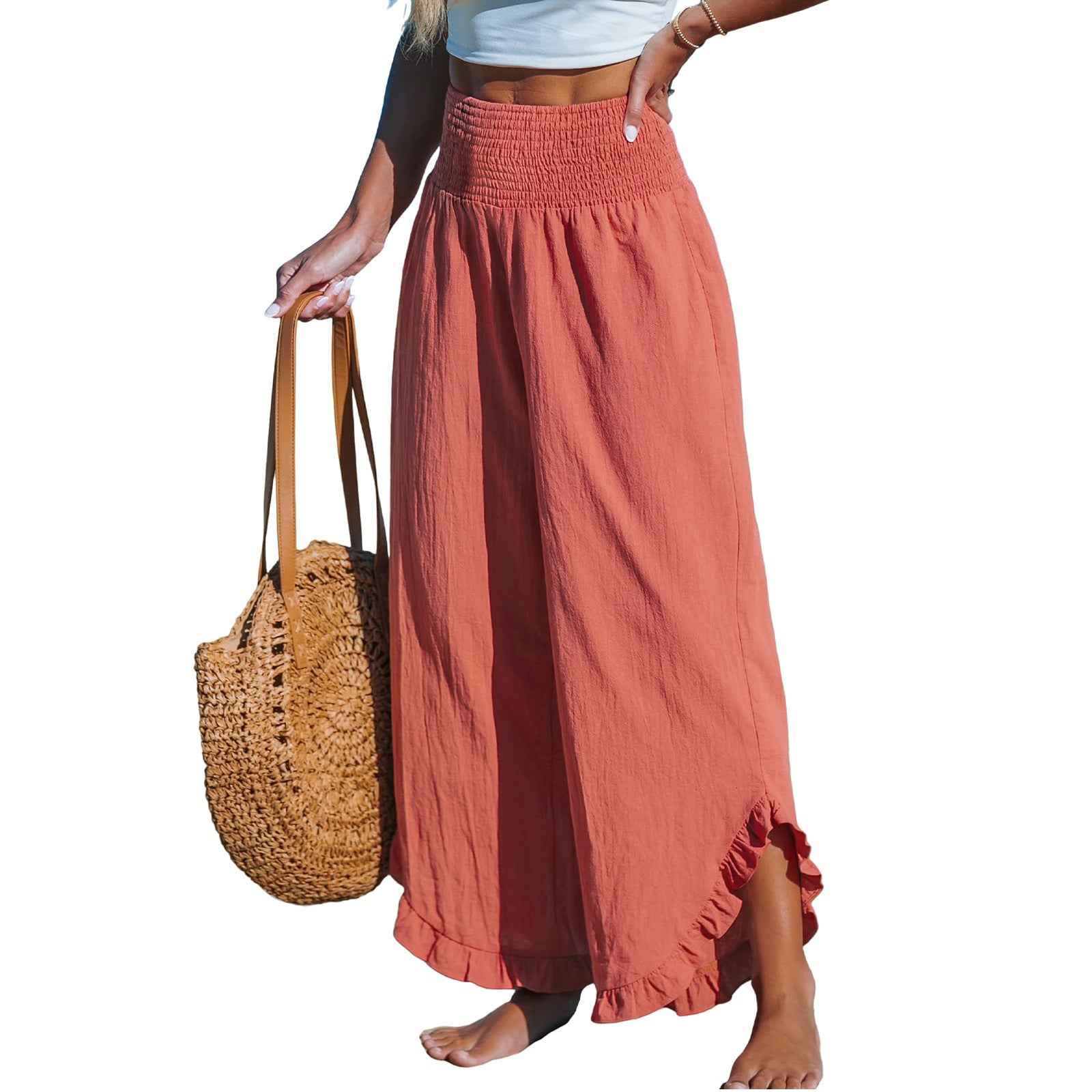Women's Cotton-Linen Harem Pants – Pleated Asymmetrical Hem