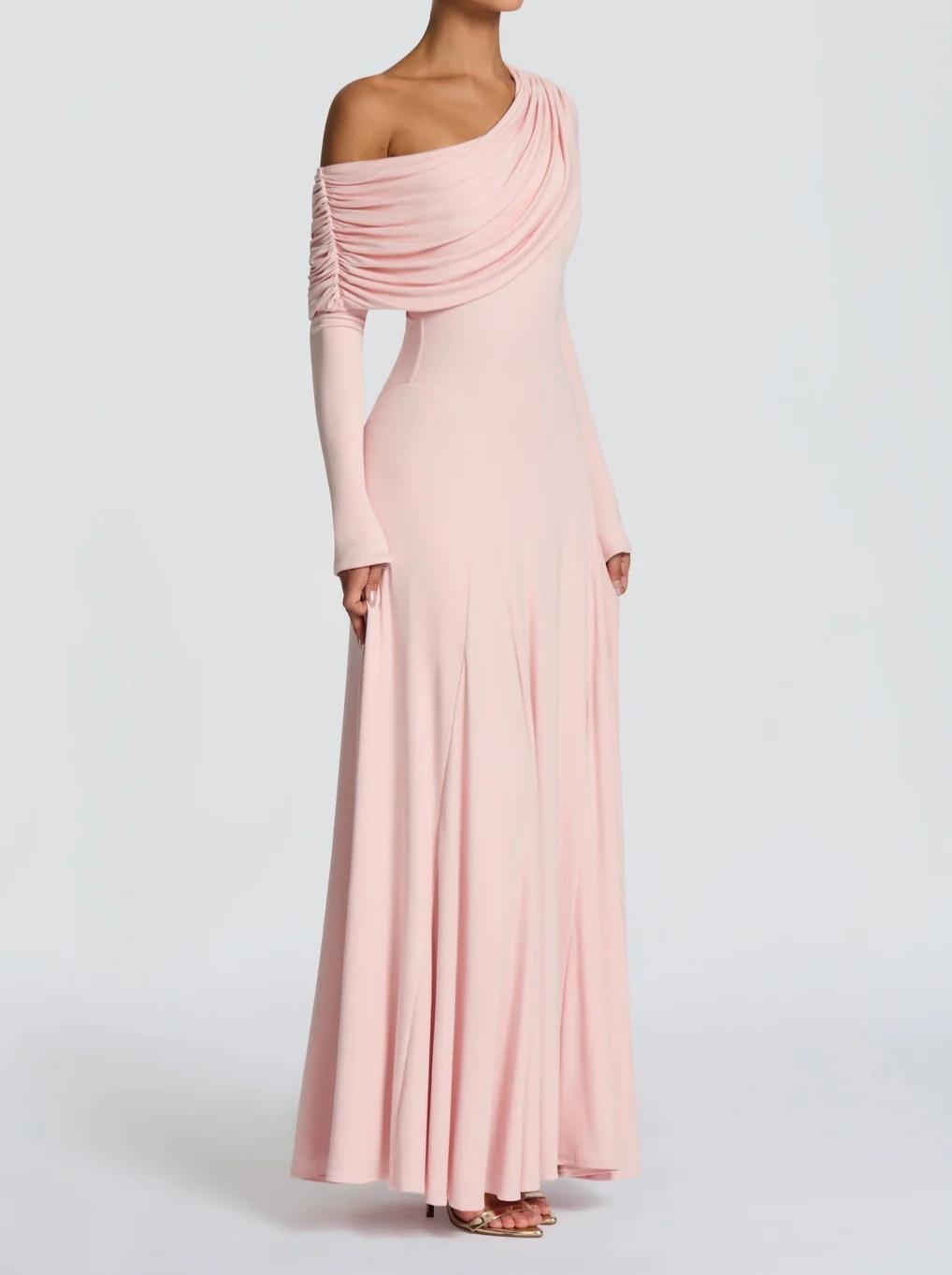 Off-Shoulder Flared Hem Slim-Fit Maxi Dress — Party & Events
