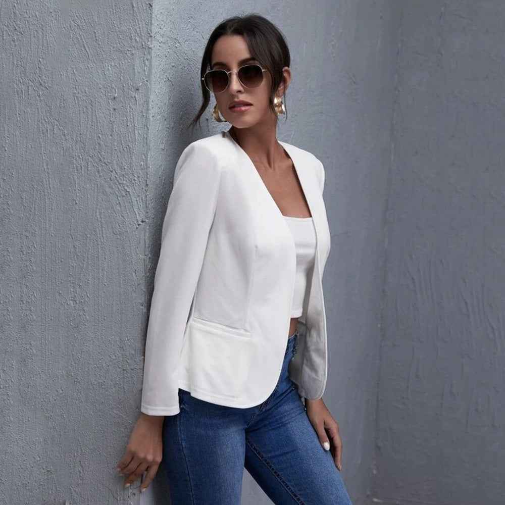 Cropped Casual Blazer — Retro Korean-Style Jacket