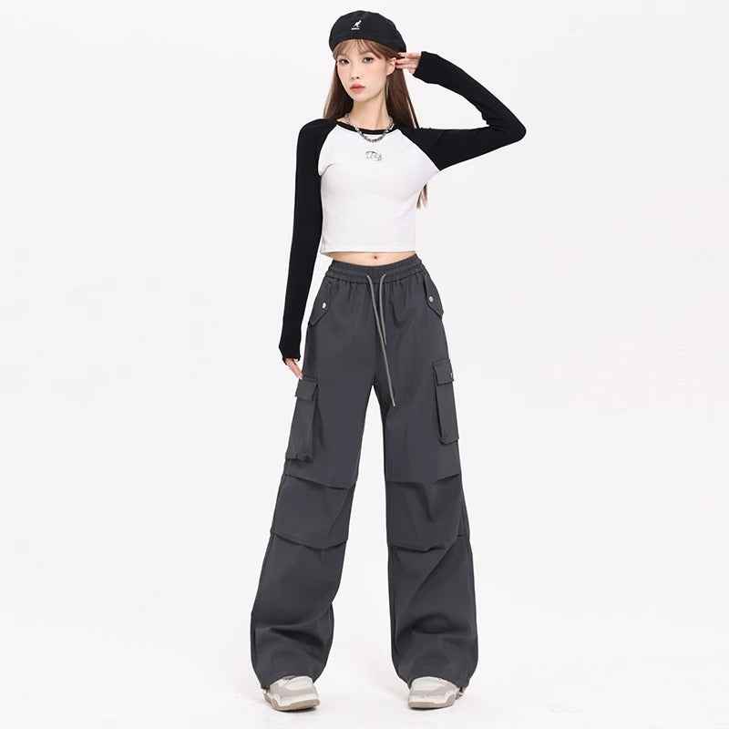 Korean Style Niche Drapey Cargo Pants For Women