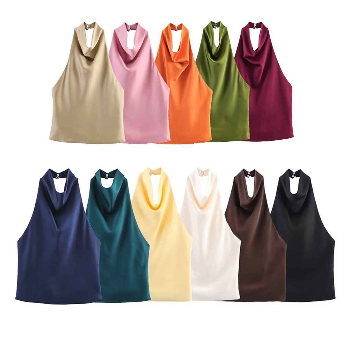 Women's Halter Neck Backless Top – Slim Fit, 11 Colours | S–L