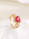 Gold-plated Copper Three-heart Ring Round Shape