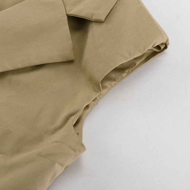 Khaki Oversized Sleeveless Blazer & Shorts Co-ord Set