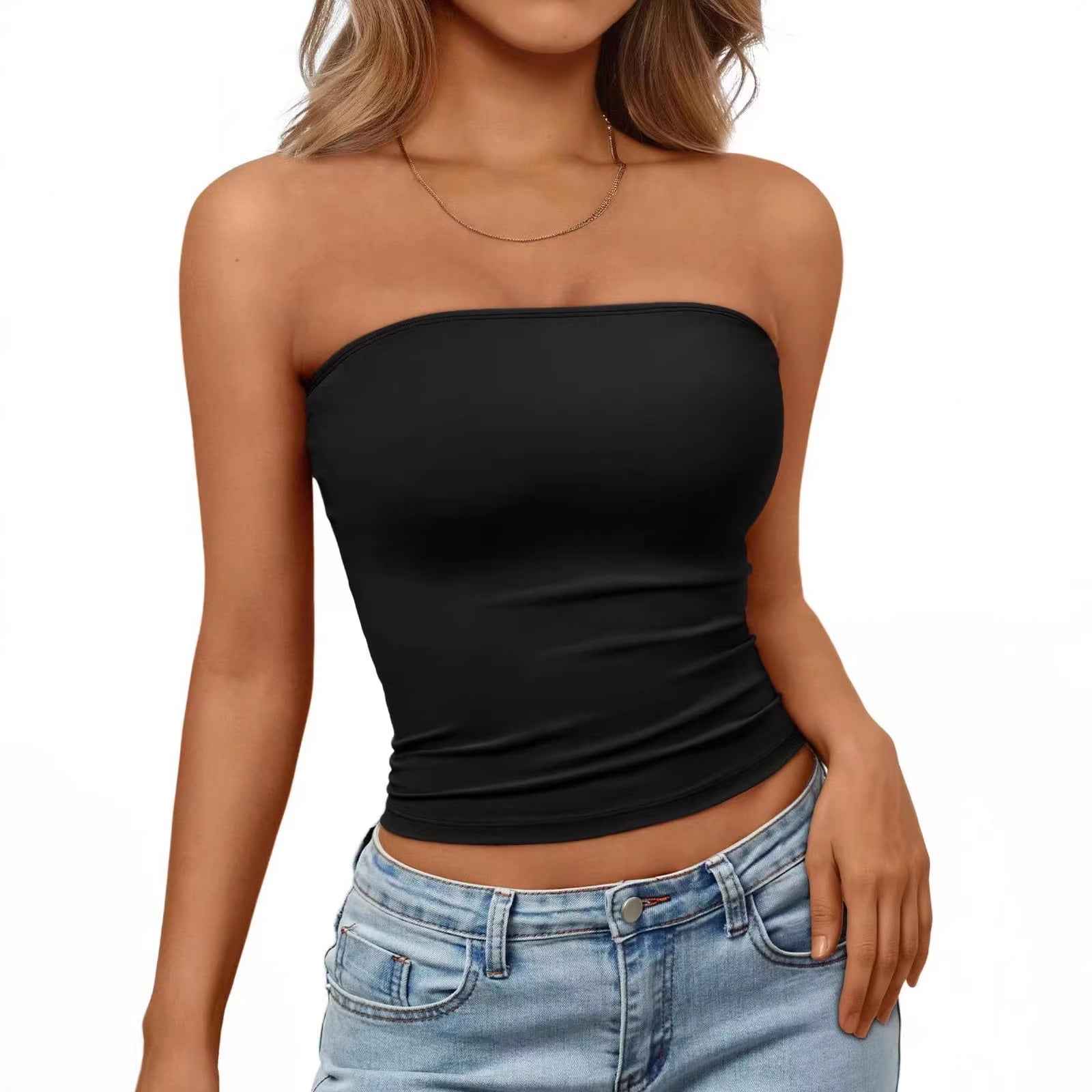 Off-Shoulder Tube Top – Slim Fit, Sleeveless, Summer Essential