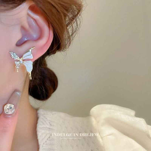 2026 Summer New Hot Luxury Liquid Butterfly Earrings, Niche High-End Elegant Retro Style Women Fashion Ear Jewelry