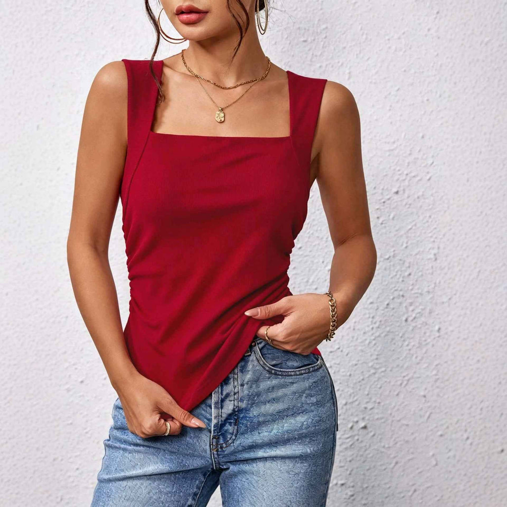 Summer New Square-neck Vest Slim-fit Sleeveless Top