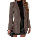 Slim-Fit Plaid Long Sleeve Blazer – Business Professional