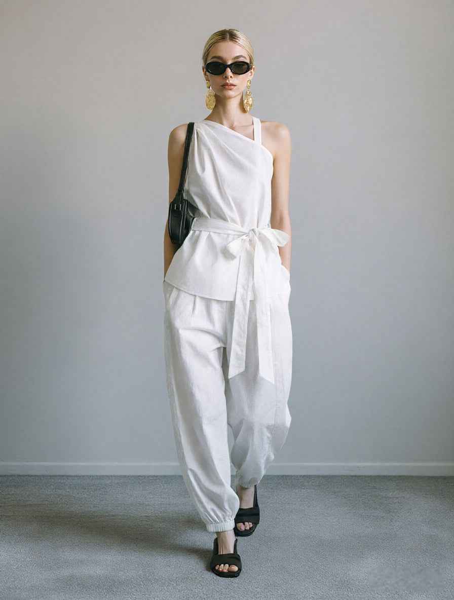 Womens Off-shoulder Sleeveless Top And Pants Two-piece Set