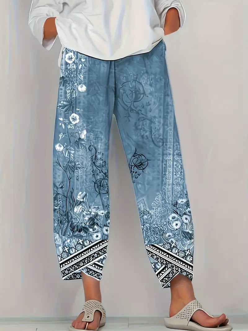 Cropped Printed Casual Pants — 6 Retro Colours, S–2XL