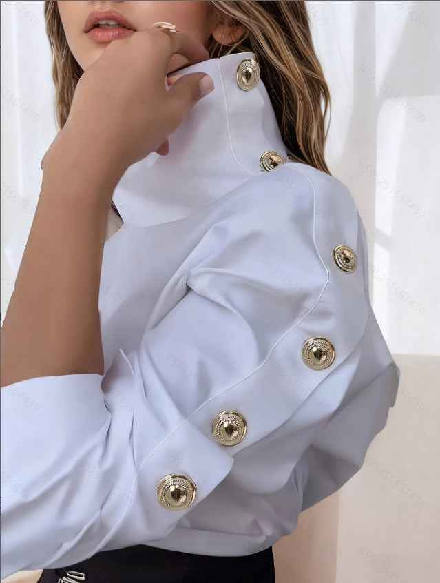 Striped Button-Up Long Sleeve Shirt | Women's Casual Blouse