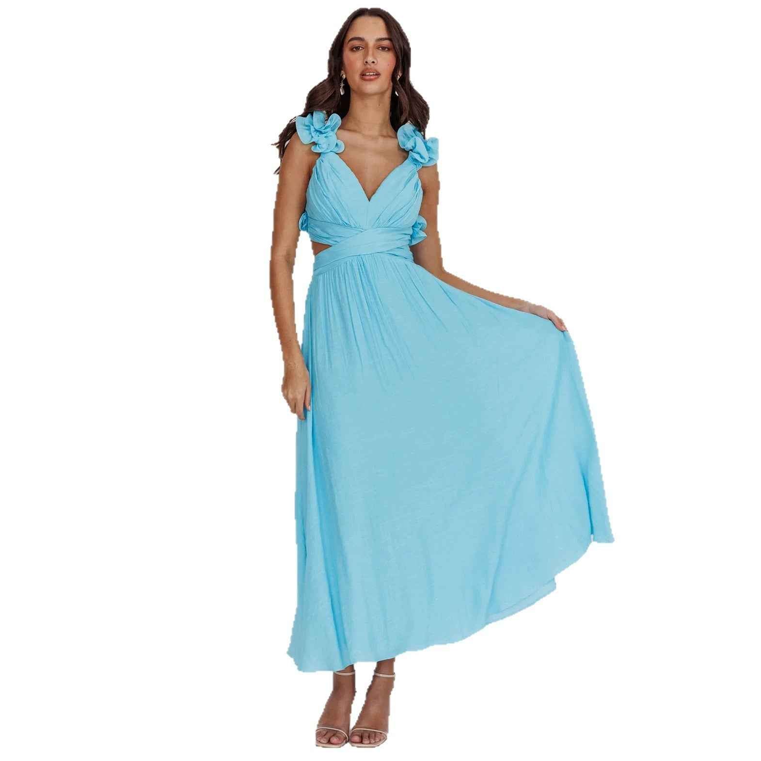 Floral Backless Cross-Strap Maxi Dress — 6 Colours, S–XL