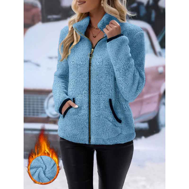 Women's Plush Fleece Zip-Up Hoodie Jacket