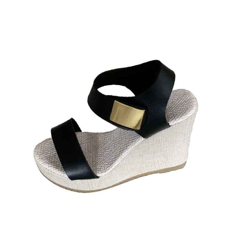 Velcro Strap Wedge Heel Sandals
