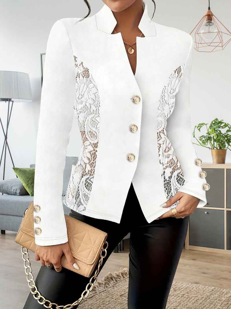 Side-lace Double-breasted Slim-fit Blazer