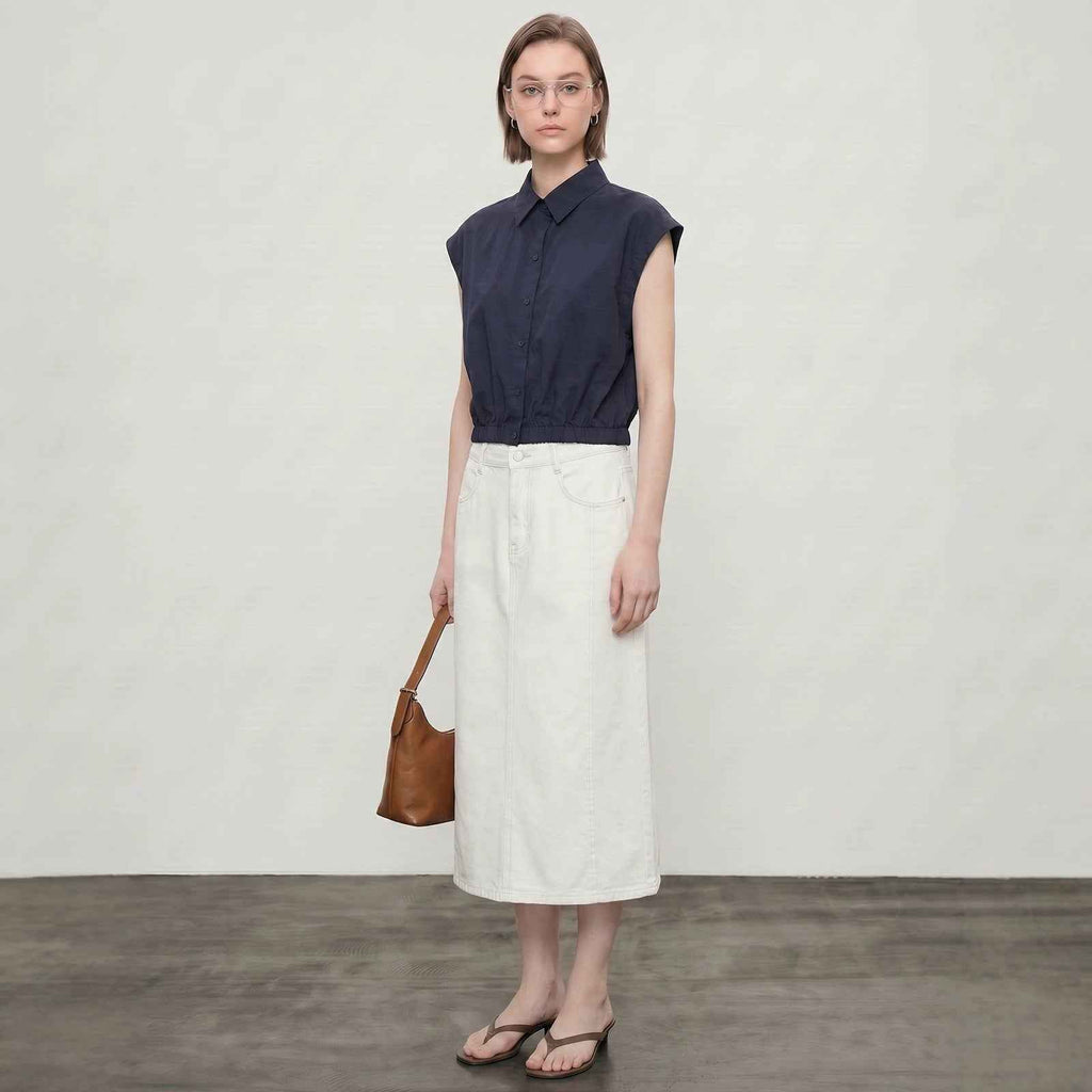 Womens Linen-blend Short-sleeve Breathable Shirt