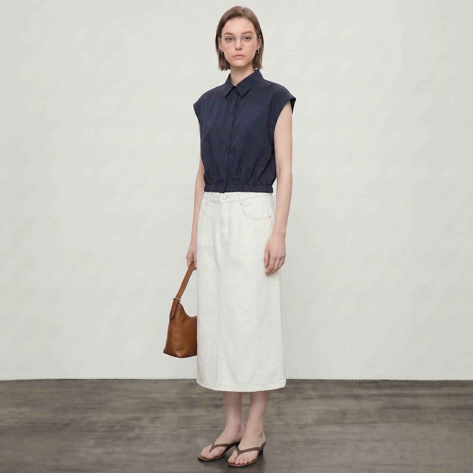 Womens Linen-blend Short-sleeve Breathable Shirt