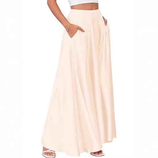 New Elegant Solid-color Pocket Skirt For Women