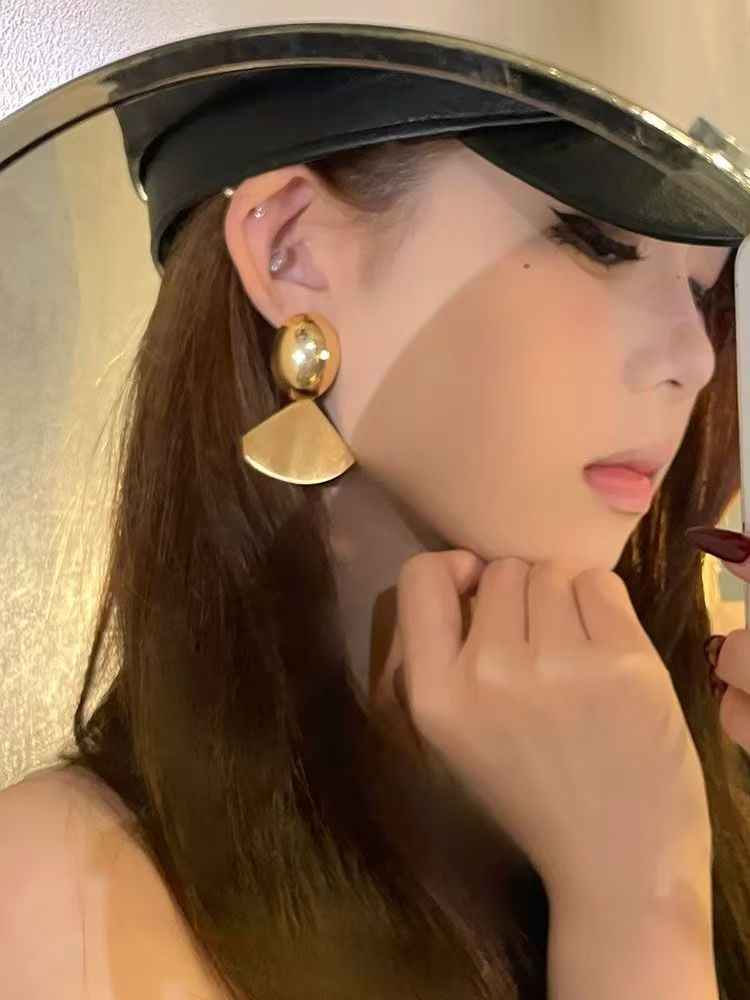 Bold Geometric Metal Earrings – Retro Matte Statement Jewelry