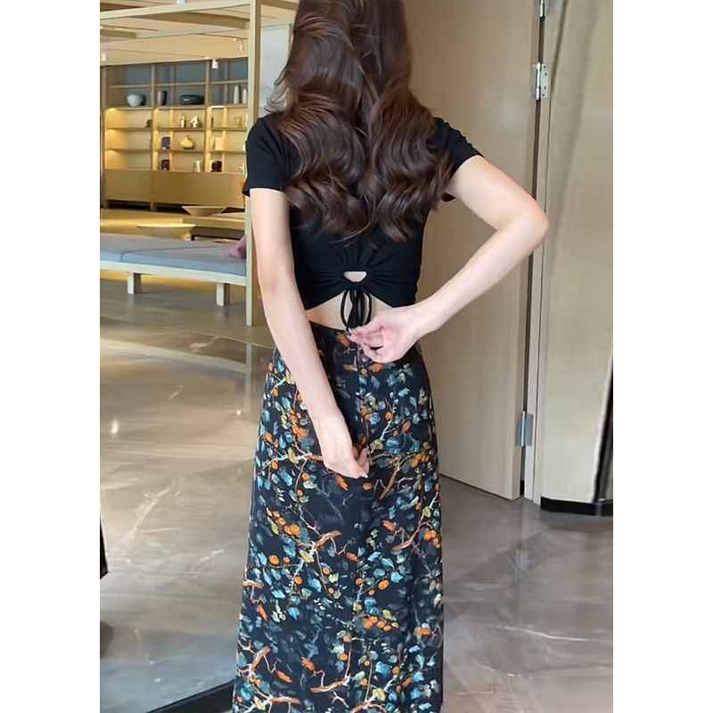 Women's High-Waisted Floral A-Line Maxi Skirt