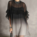 Ruffle-Edge Short-Sleeve Shirt Midi Dress — Relaxed Fit