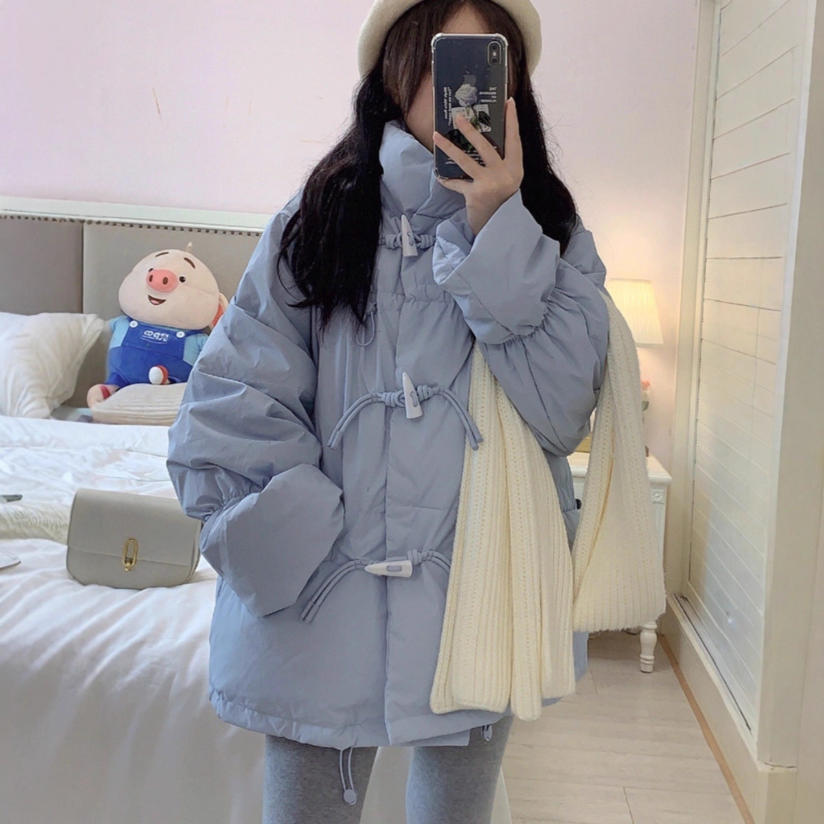 Cotton-Padded Coat with Princess Sleeves – 5 Pastel Colours