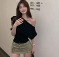 Women's Off-Shoulder Slash-Neck Cropped Top