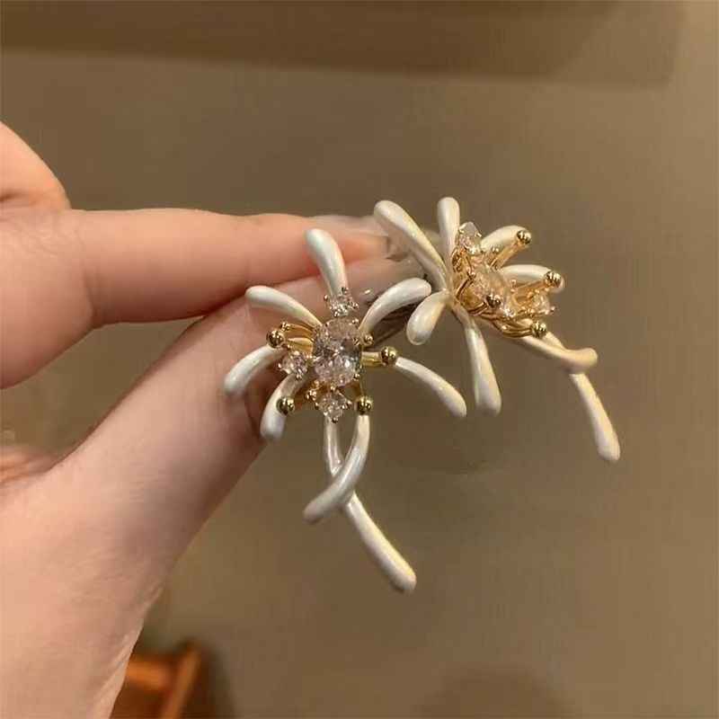 Dramatic Rhinestone Firework Studs, Unique Luxury Earrings, New For Daily Commute