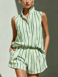 Striped Vest & Shorts Two-Piece Set