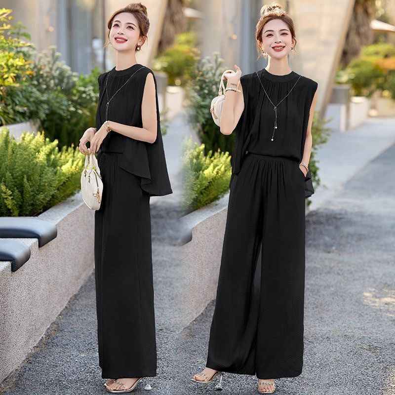 Women's Sleeveless Top & Wide-Leg Pants Co-Ord Set — 3 Colours