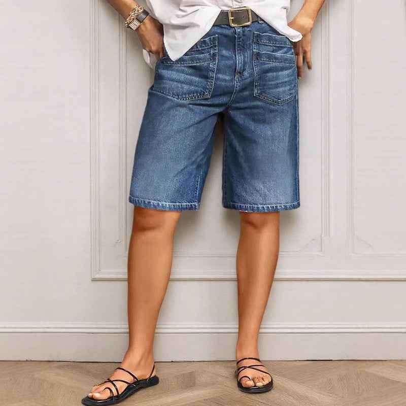 Women's Mid-Rise Cropped Straight-Leg Jeans – Vintage Blue Wash