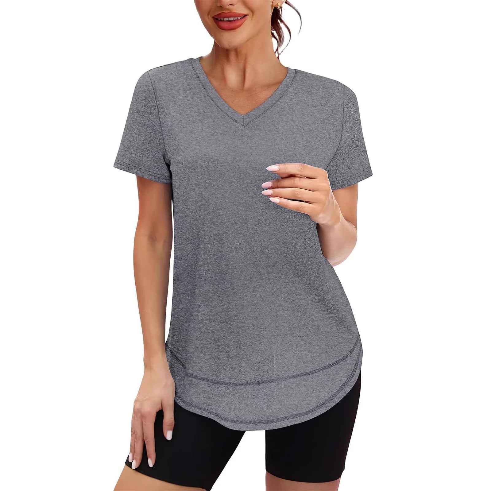 Women's Quick-Dry V-Neck Sports T-Shirt – Brushed Milk Silk Tee