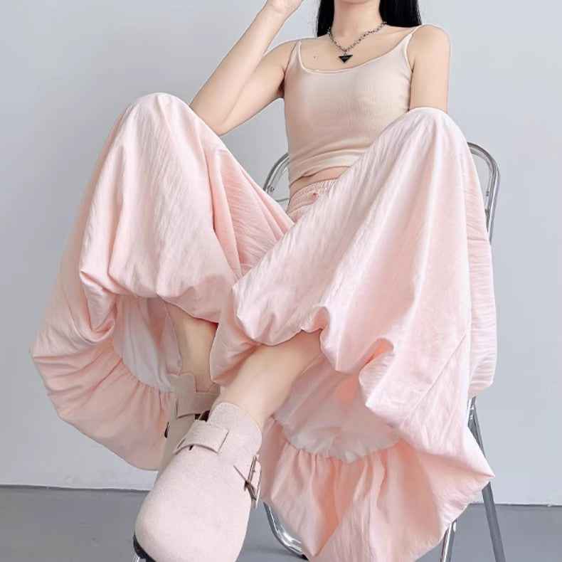 Women's High-Waisted Wide-Leg Drawstring Trousers – Lightweight & Relaxed Fit