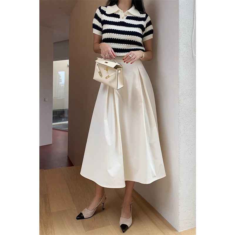 High-Waisted Pleated Zip Skirt
