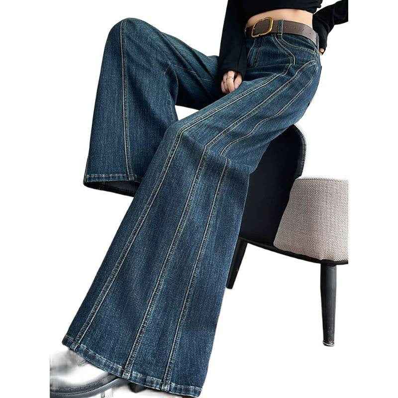 High-Waisted Wide-Leg Flare Jeans – Retro Blue