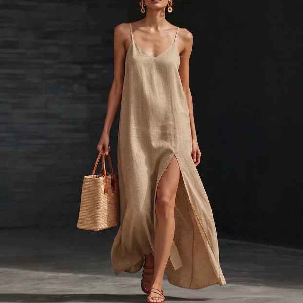 Women's Sleeveless V-Neck Knit Midi Dress — 6 Colours, S–2XL