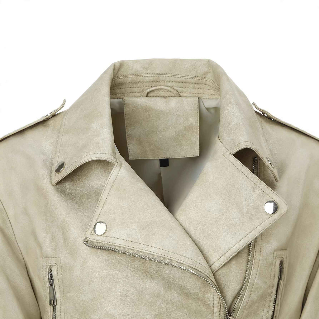 PU Leather Slim-Fit Biker Jacket