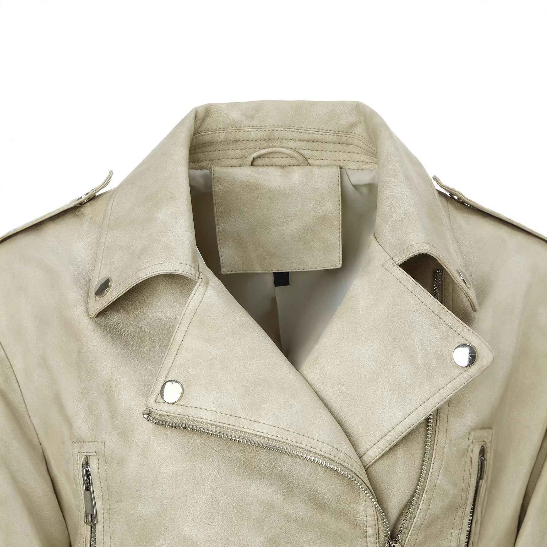 PU Leather Slim-Fit Biker Jacket