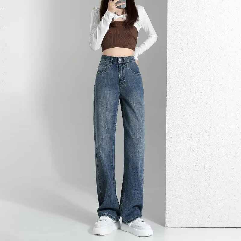 High-Waist Straight-Leg Jeans