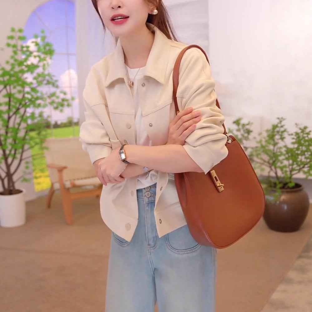 Denim Cotton Jacket with Pockets — Straight-Cut Casual